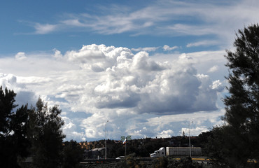 Fototapeta na wymiar Clouds in blue sky, climate concept