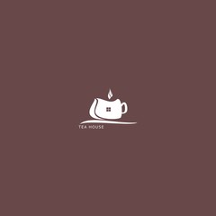 Tea shop logo. Simple natural home logo design, cafe or restaurant logo, coffee and tea shop for business.
