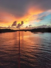 sunset and fishing on the sea