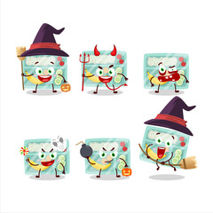 Halloween expression emoticons with cartoon character of lunch box