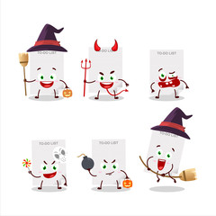 Halloween expression emoticons with cartoon character of to-do list paper