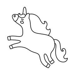 cute unicorn magical character line style icon