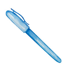 watercolor blue ballpoint pen closed