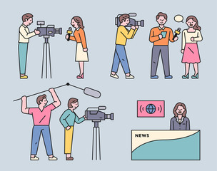 People who report news. flat design style minimal vector illustration. © MINIWIDE