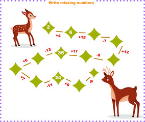 Math educational games for children. Fill in the line, write the missing numbers. mathematical activity for preschoolers and toddlers