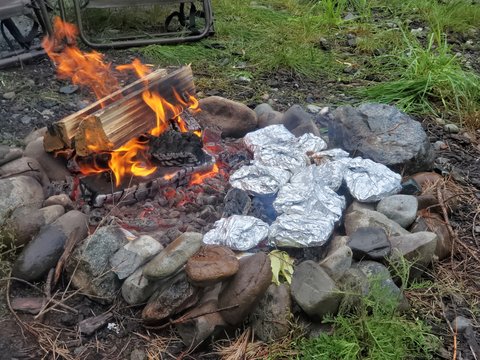 Cooking For The Family On The Campfire While Camping In The PNW 