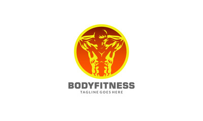 Muscle Man Fitness Vector - Gym Icon - Body Fitness Logo - Workout Design Illustration