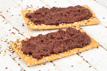 Sandwiches with olive paste