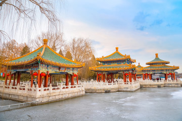 The Five-Dragon Pavilions at the north west of Beihai Park in Beijing, China