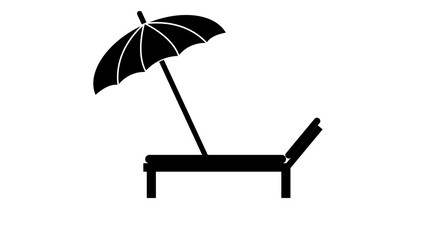 Beach icon. Umbrella with deck chair