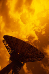 satellite dish at sunset