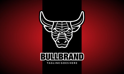 Bull Head Logo Design - Abstract Stong and Angry Bull Vector Illustration