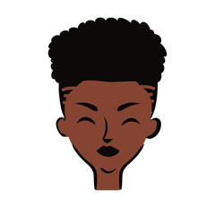 young afro woman with hair short flat style