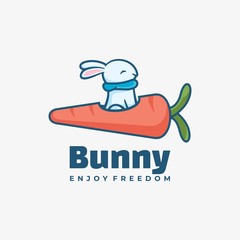 Vector Logo Illustration Bunny Simple Mascot Style.