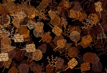 Dark Yellow vector abstract background with trees, branches.