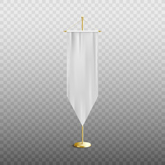 Medieval white silk pennant - realistic isolated blank mockup