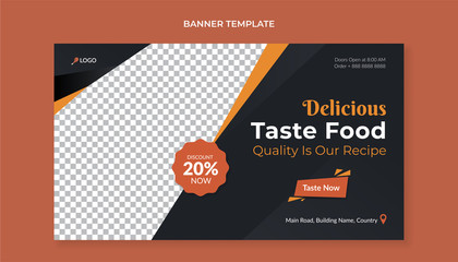 Food banner template for restaurant and cafe