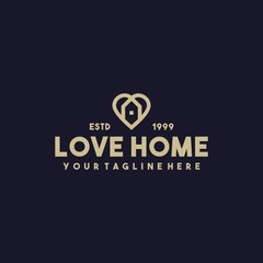Creative love home premium logo design
