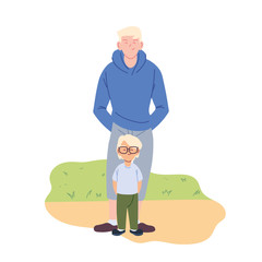 Father and son cartoons vector design