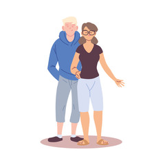 Couple of woman and man cartoons vector design