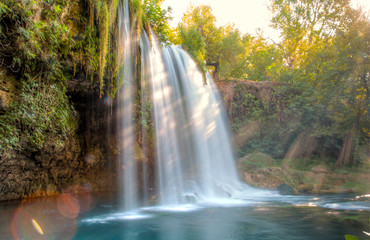 Fototapeta na wymiar Duden (upper) waterfall and nature park in Antalya city, Turkey