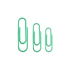 Paper clips office stationary set of realistic vector illustrations isolated.