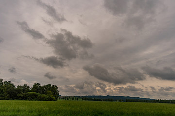 Fototapeta na wymiar Thunderstorm clouds in the Wilhelmsdorfer Ried in Upper Swabia