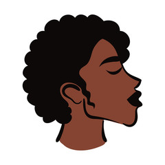young afro woman with hair short flat style