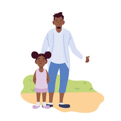 black father and daughter cartoons vector design