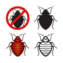 Set of vector bed bugs insect icons