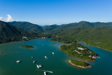 Obraz premium Top view of beautiful landscape island
