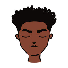 young afro man ethnicity with hairstyle flat style icon