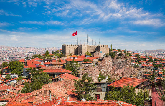 Fototapeta Ankara is capital city of Turkey - View of Ankara castle and interior of the castle