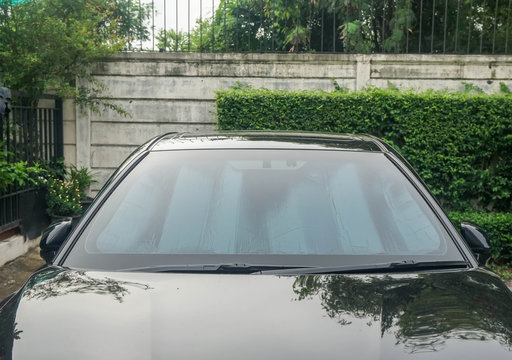 Close Up Exterior Luxury Black Car Parked Outdoors