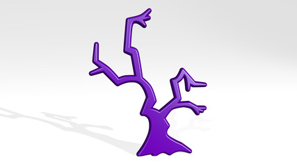 tree 3D icon casting shadow - 3D illustration for background and christmas