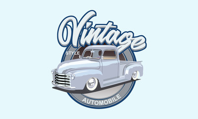 vintage retro pickup style truck. Car vector Illustration © Suttha