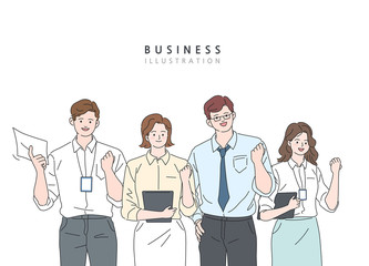 Business concept vector line illustration