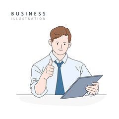 Business concept vector line illustration
