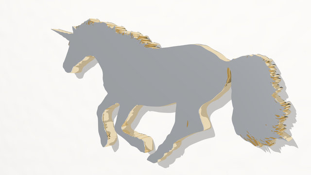 HORSE 3D drawing icon - 3D illustration for animal and background