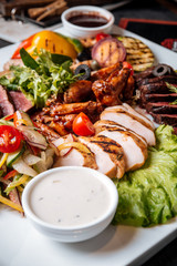 Assorted grilled meat platter with beef chicken 