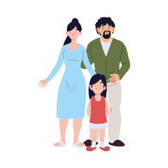 Mother father and daughter cartoons vector design