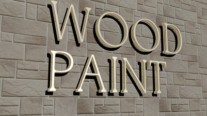 wood paint text on textured wall - 3D illustration for background and wooden