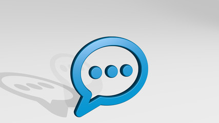 MESSAGES BUBBLE TYPING ALTERNATE 3D icon casting shadow - 3D illustration for background and concept