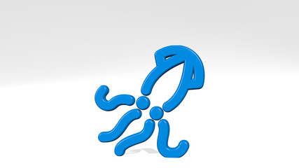 SQUID 3D icon casting shadow - 3D illustration for background and seafood