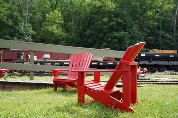 red chair in the park