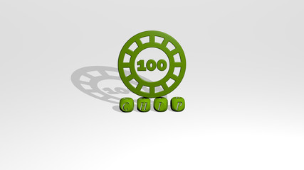 chip 3D icon over cubic letters - 3D illustration for background and computer