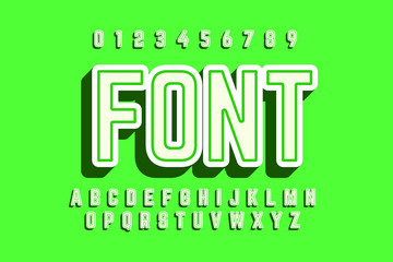 Modern 3D font and alphabet for poster, sticker vector