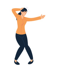 businesswoman cartoon with headache vector design