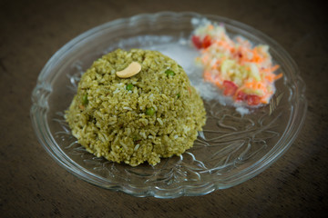 Indian beakfast - Peas pulav - basmati rice dish - vegetarian Indian food 