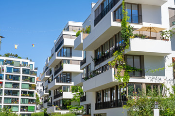 Modern luxury apartment buildings seen in Berlin, Germany